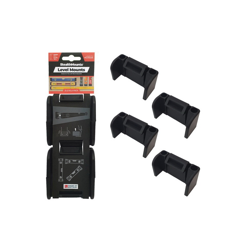 StealthMounts OM-LM-BLK-2 Universal Spirit Level Mount, ABS Plastic, Black - 2