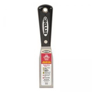 Hyde Black & Silver 02200 Chisel Putty Knife, 1-5/16 in W Blade, High Carbon Steel Blade, Nylon Handle, Round Handle