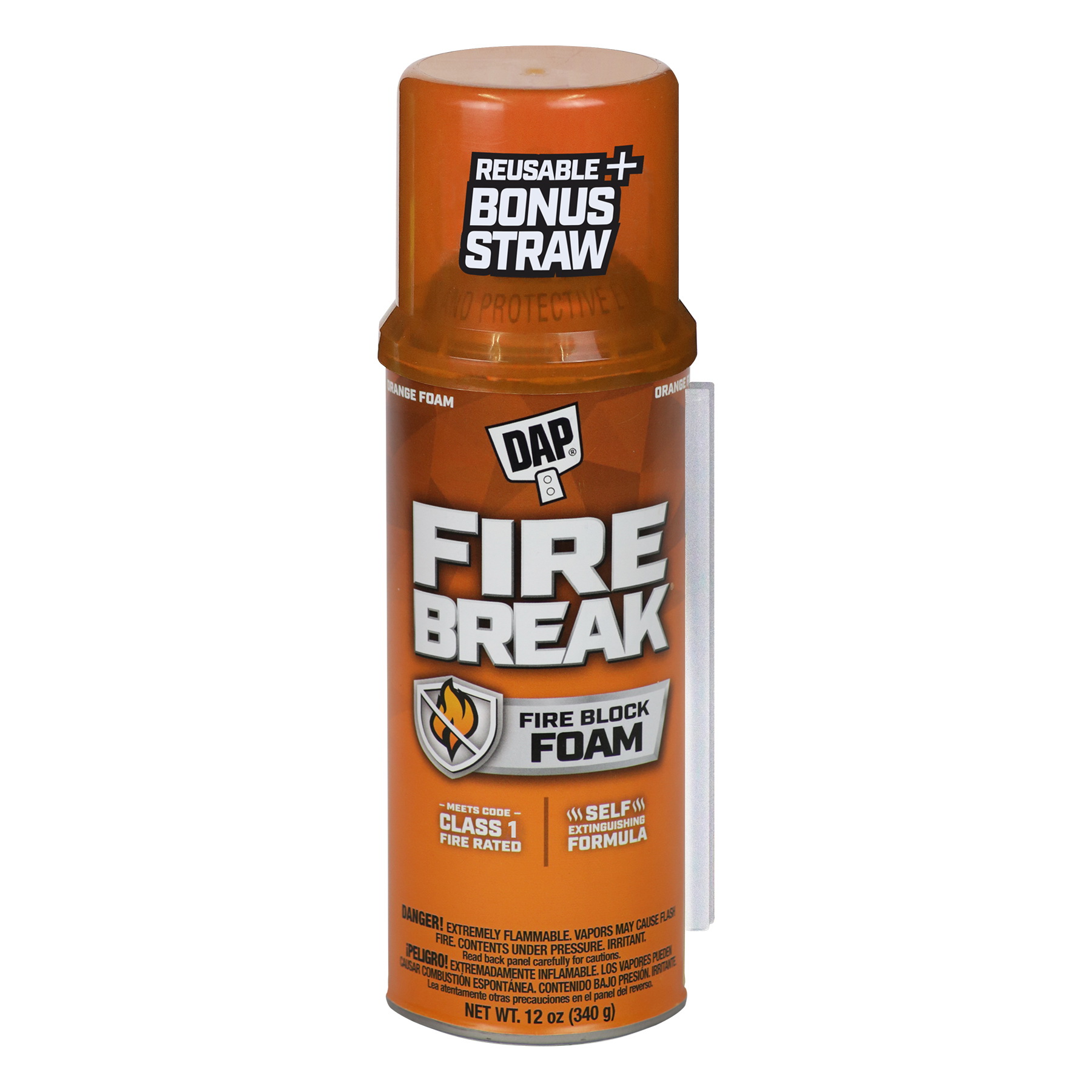 FireBreak 7565010012 Flame-Resistant Sealant, Orange, 1 hr Functional Cure, 60 to 100 deg F, 12 oz Aerosol Can