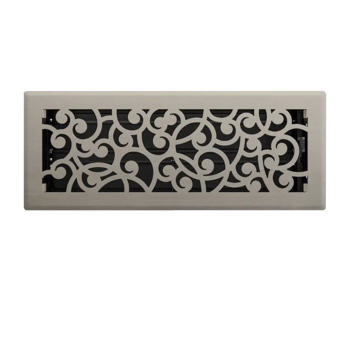 RG3361 Wonderland Design Decorative Floor Register, 12 in L, 4 in W, Steel, Brushed Nickel