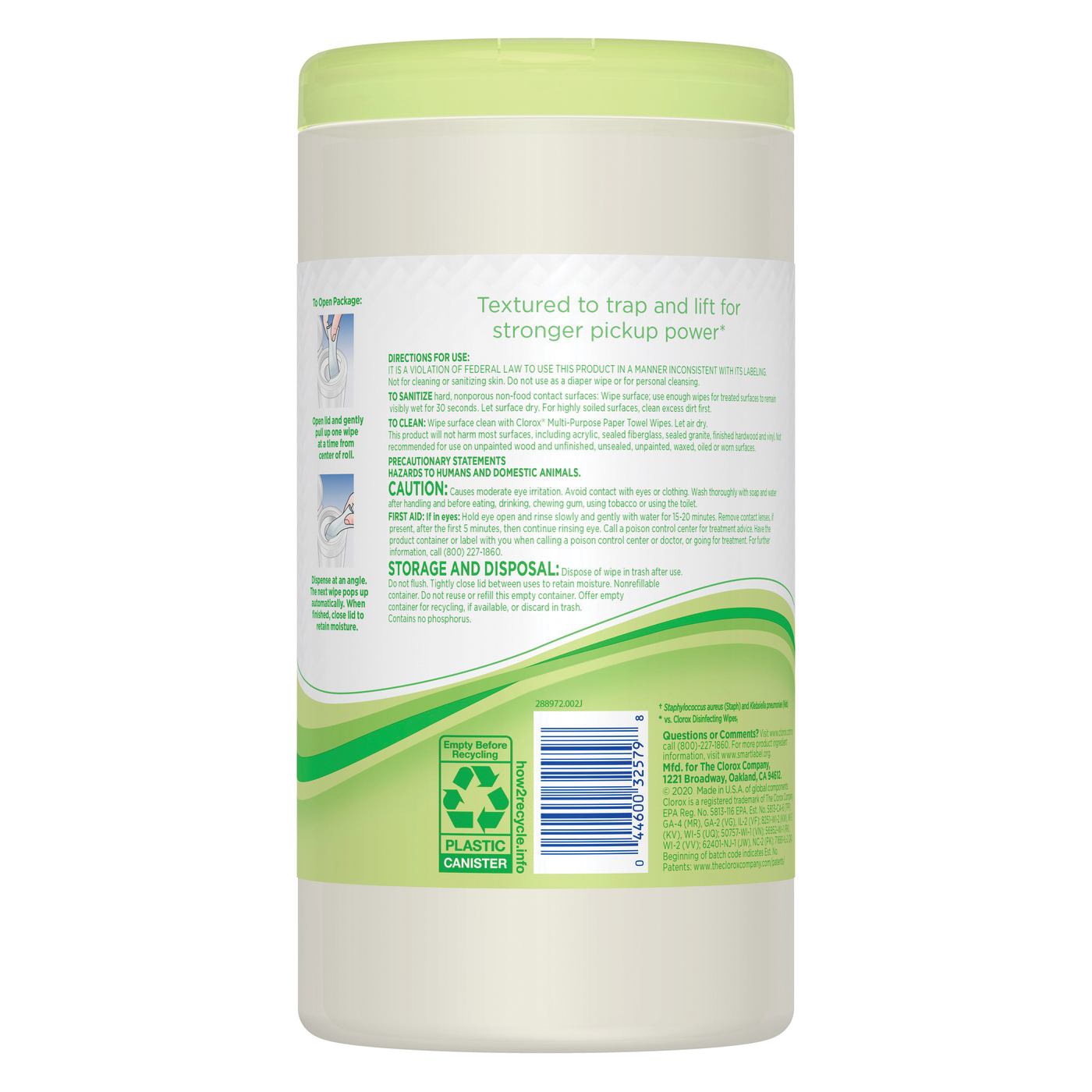 Clorox 32579 Multi-Purpose Towel Wipes, 4-1/4 in L, 4-1/4 in W, Jasmine, Paper