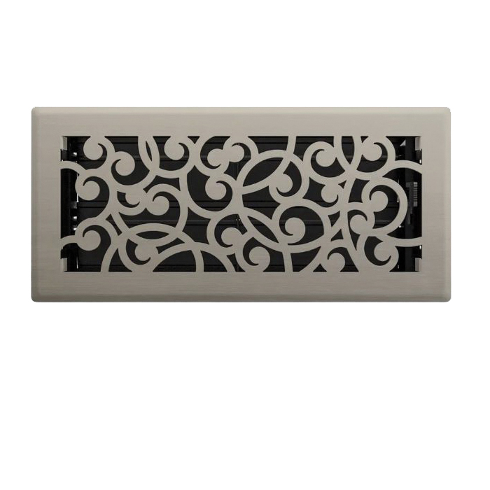 RG3360 Wonderland Design Decorative Floor Register, 10 in L, 4 in W, Steel, Brushed Nickel