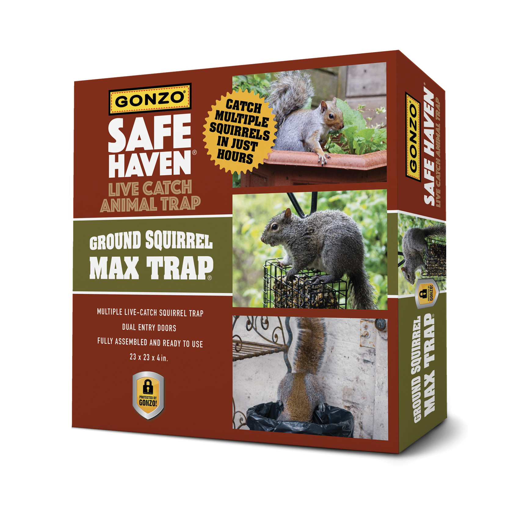 Gonzo Safe Haven 8003 Ground Squirrel Max Trap, 23 in L, 23 in W, 4 in H - 2