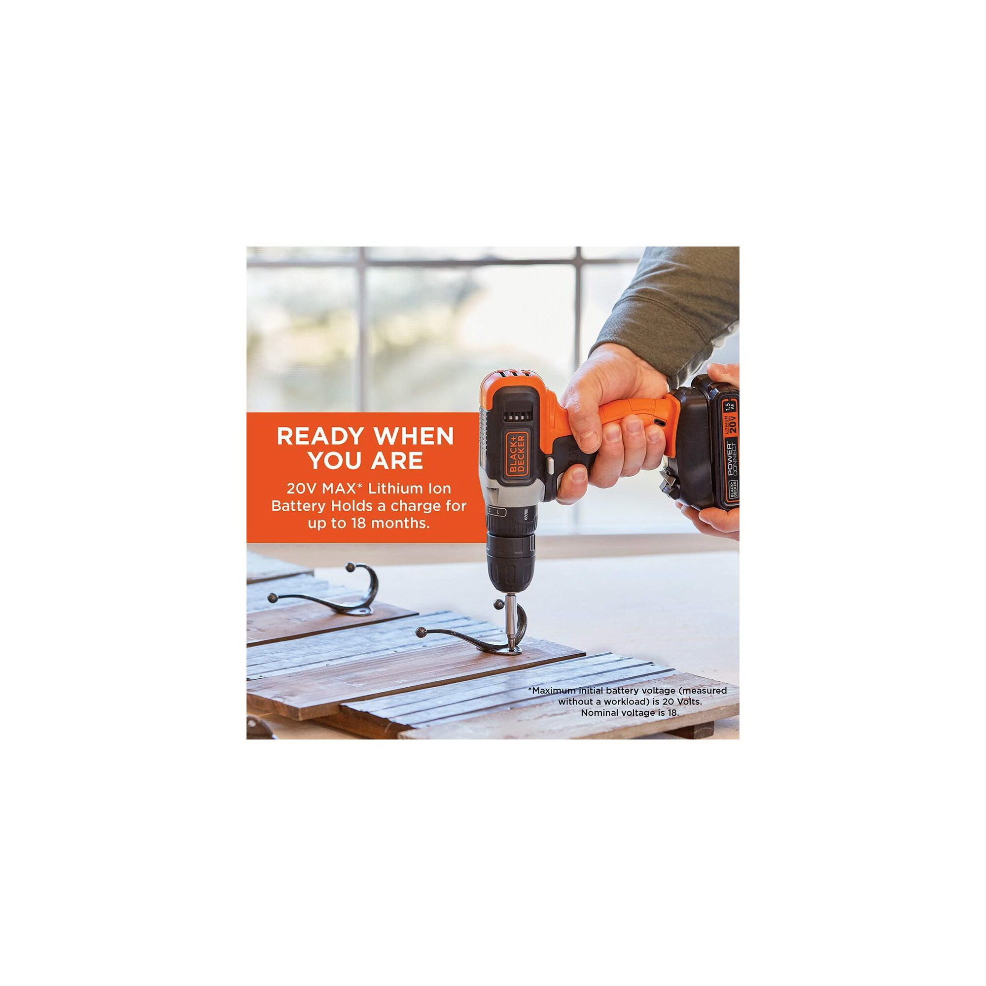 Black+Decker BCKSB62C1 Drill with Home Tool Kit, Tool Only, 20 V, Keyless Chuck