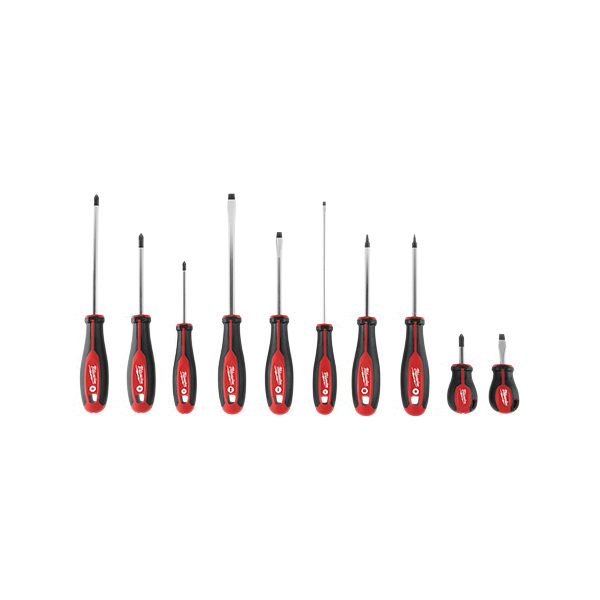 48-22-2710 Screwdriver Kit, 10-Piece, Chrome, Black/Red
