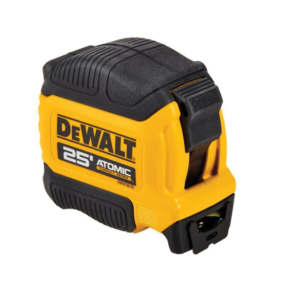 DEWALT ATOMIC COMPACT Series DWHT38125S Tape Measure, 25 ft L Blade, 1-1/8 in W Blade, Steel Blade, Rubber Case
