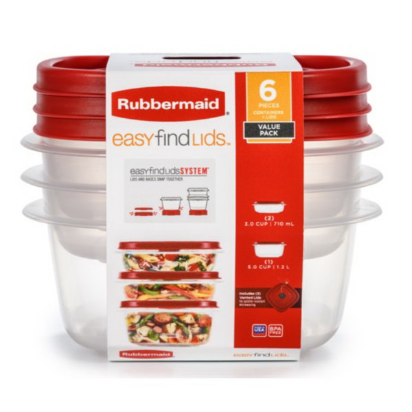 Rubbermaid EasyFindLids 2039756 Storage Container Set, Plastic, Clear - 1