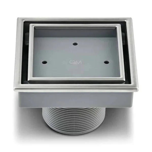 QM Lagos Series 88.300.06 ST Veil Center Drain, ABS/Stainless Steel, Satin, Specifications: Square Shape, ADA Compliant - 2
