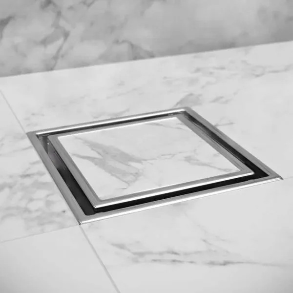 QM Lagos Series 88.300.06 BK Veil Center Drain, ABS/Stainless Steel, Black, Specifications: Square Shape, ADA Compliant - 2