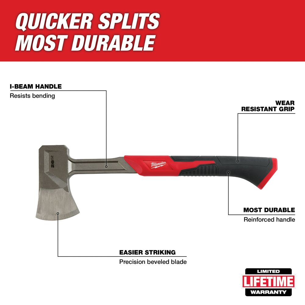 Splitting Axe, Milwaukee, Single Bit Steel Head, Steel Handle, 17-5/8 in L - 2