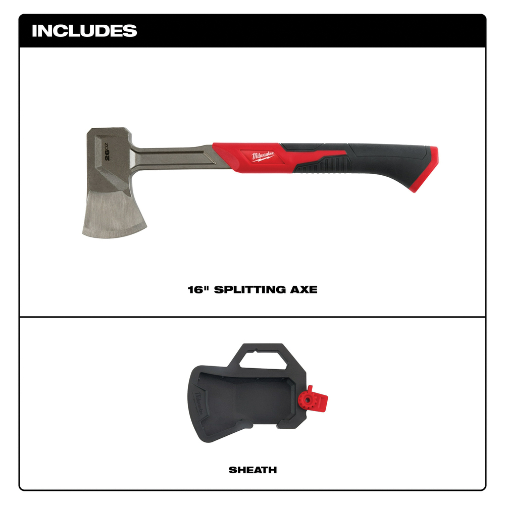 Splitting Axe, Milwaukee, Single Bit Steel Head, Steel Handle, 17-5/8 in L - 4