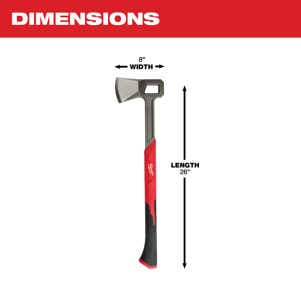 Splitting Axe, Milwaukee, Single Bit Steel Head, Plastic Handle, 26 in L - 3