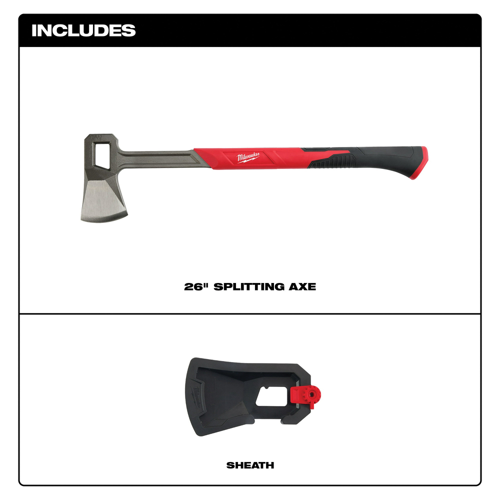 Splitting Axe, Milwaukee, Single Bit Steel Head, Plastic Handle, 26 in L - 4