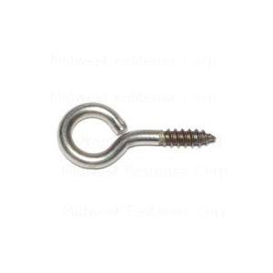 Midwest Fastener 24853 Screw Eye, #0, 3-3/16 in OAL, Stai