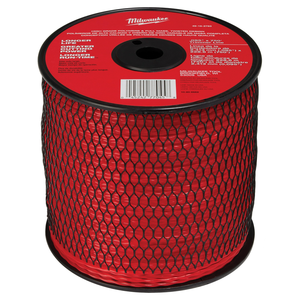 49-16-2783 Trimmer Line Spool, 0.09 in Dia, 750 ft L, Polymer, Red