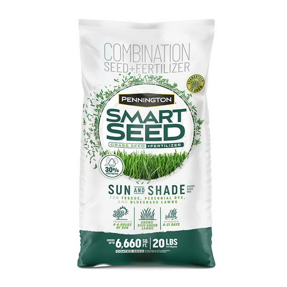 Smart Seed Sun & Shade Series 100543724 Grass Seed and Fertilizer Mix, 20 lb Bag