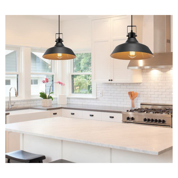 Sutton Pendant Light, Globe, 1-Light, Black - 3