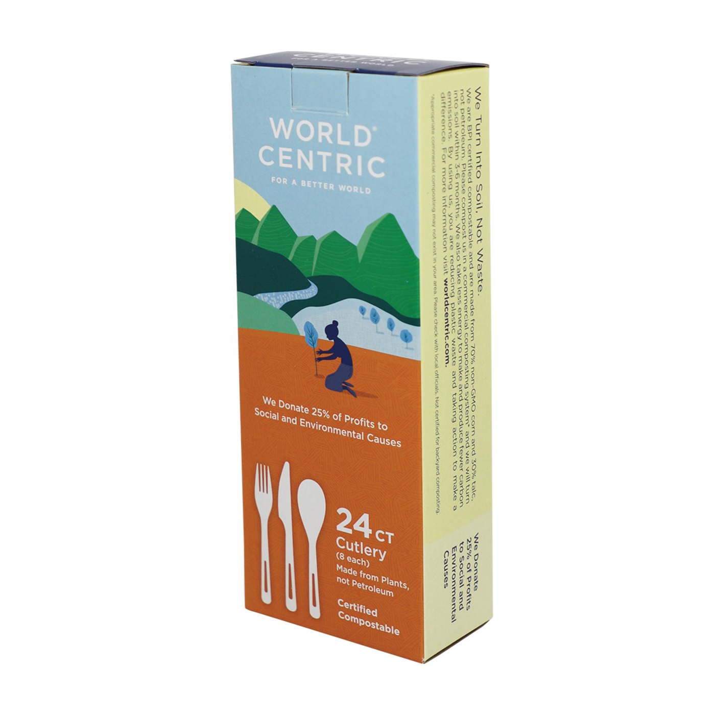 World Centric AS-PS-R-P Assorted Cutlery, 8-1/2 in L, 2.2 in W, PLA/Talc - 1