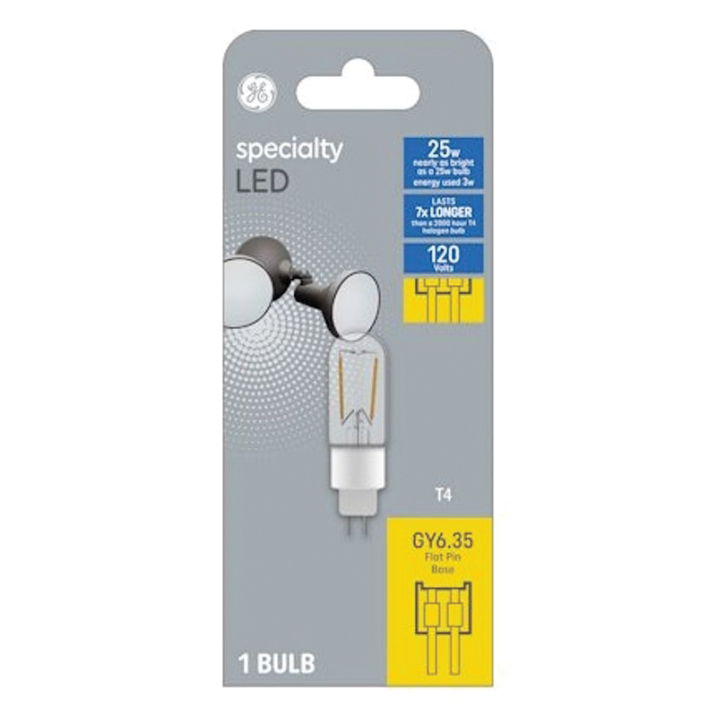 93129030 Light Bulb, 25 W, G6.35 Lamp Base, T4 Lamp, Soft White Light, 250 Lumens, 3000 K Color Temp