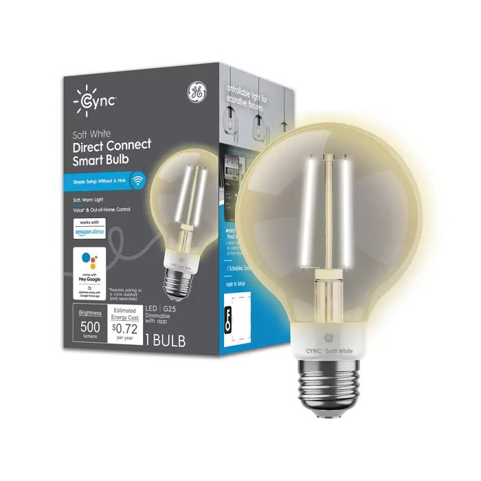 93130186 Smart Light Bulb, 6 W, Wi-Fi Connectivity: Yes, Bluetooth, Voice Control, E26 Medium Lamp Base, LED Lamp
