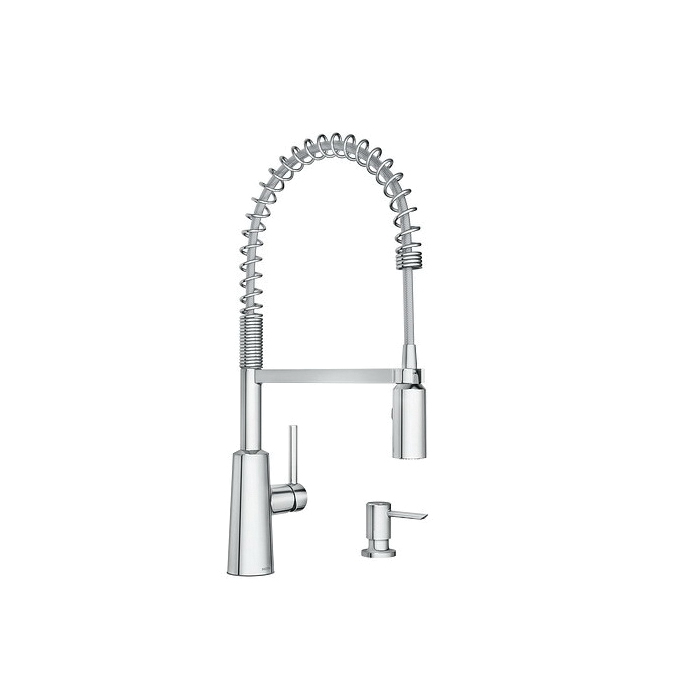 Nori Series 87897 Pre-Rinse Spring Pulldown Kitchen Faucet, 1.5 gpm, 1-Faucet Handle, Metal, Chrome, Lever Handle