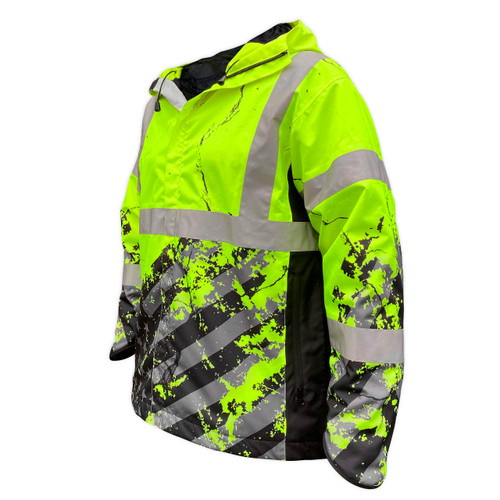 SafetyShirtz SS360 651121-XL Reflective Safety Rain Jacket, XL, Men's, Fits to Chest Size: 26-3/4 in, Nylon - 3