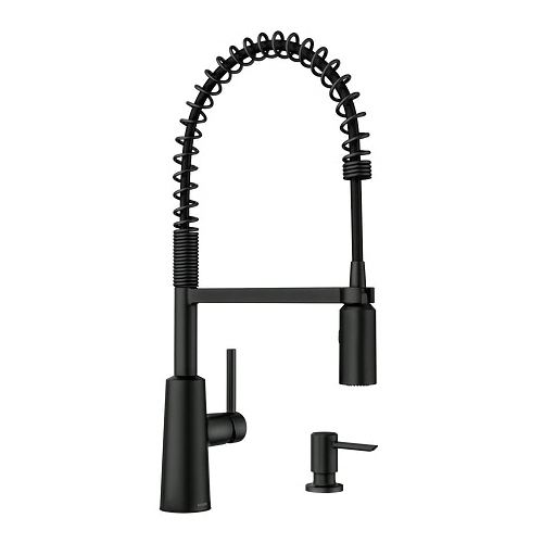 Nori 87897BL Pre-Rinse Spring Kitchen Faucet, 1.5 gpm, 1-Faucet Handle, Metal, Matte Black, 2-Spray Function