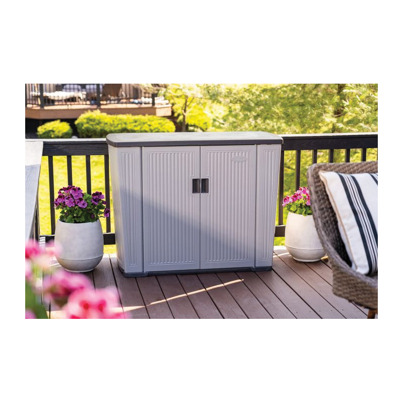 Backyard Oasis BMEO1000 Deck Box, 49-3/4 in W, 23-1/2 in D, 38 in H, Resin, Dove Gray