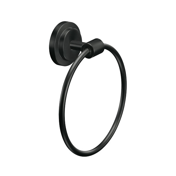 Iso DN0786BL Towel Ring, 6-15/16 in Dia Ring, Aluminum/Zinc, Matte, Wall Mounting