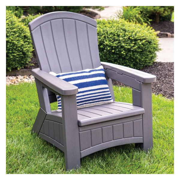 BMAC1000PD Adirondack Chair with Storage, 30 in W, 32-1/2 in D, 38-1/2 in H, Resin Seat, Wood Frame, Peppercorn Frame