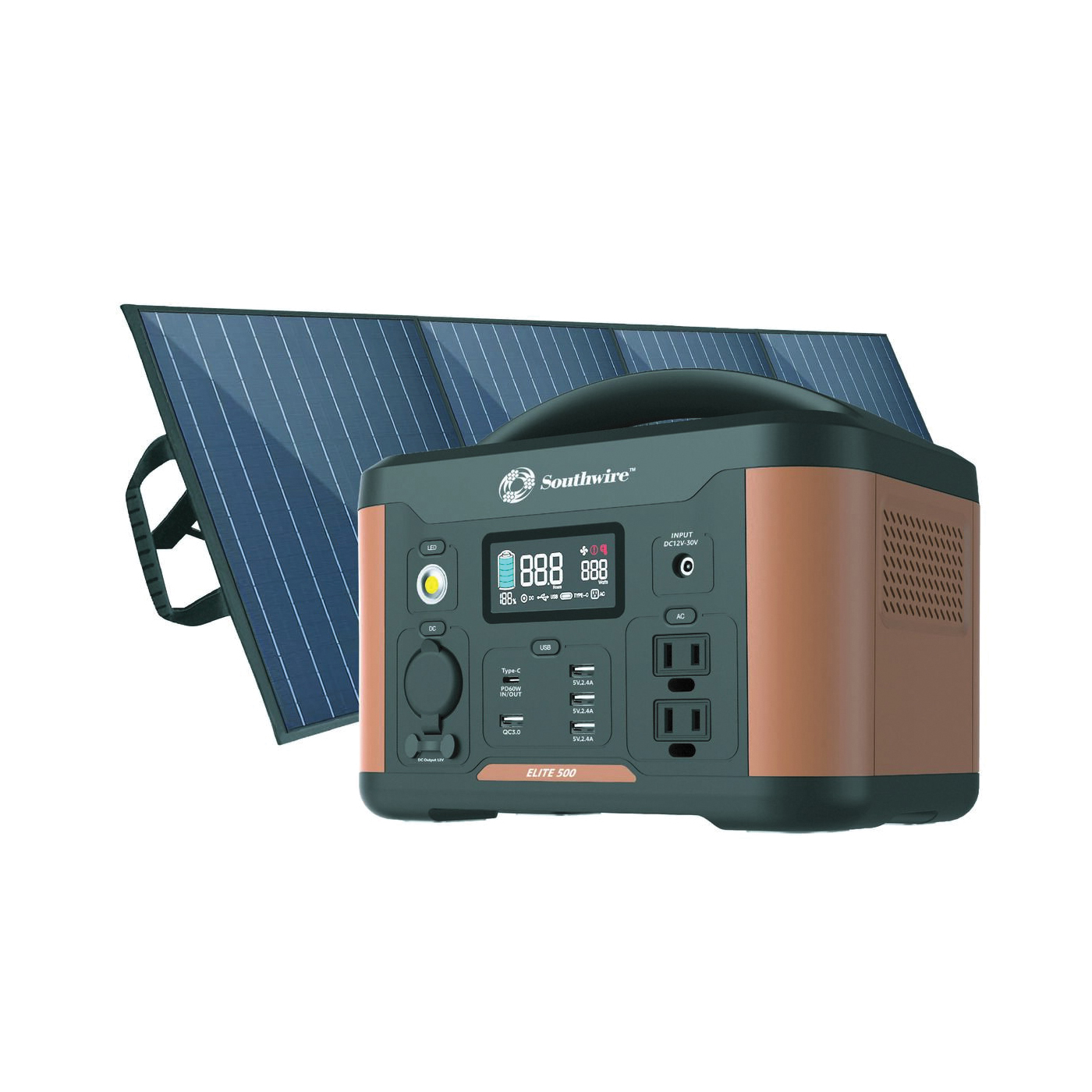 Southwire Elite 500 53252K Portable Power Station, 5, 10 A, 12 VDC, 5 -Port, 2 -Outlet, 3 Prong Plug