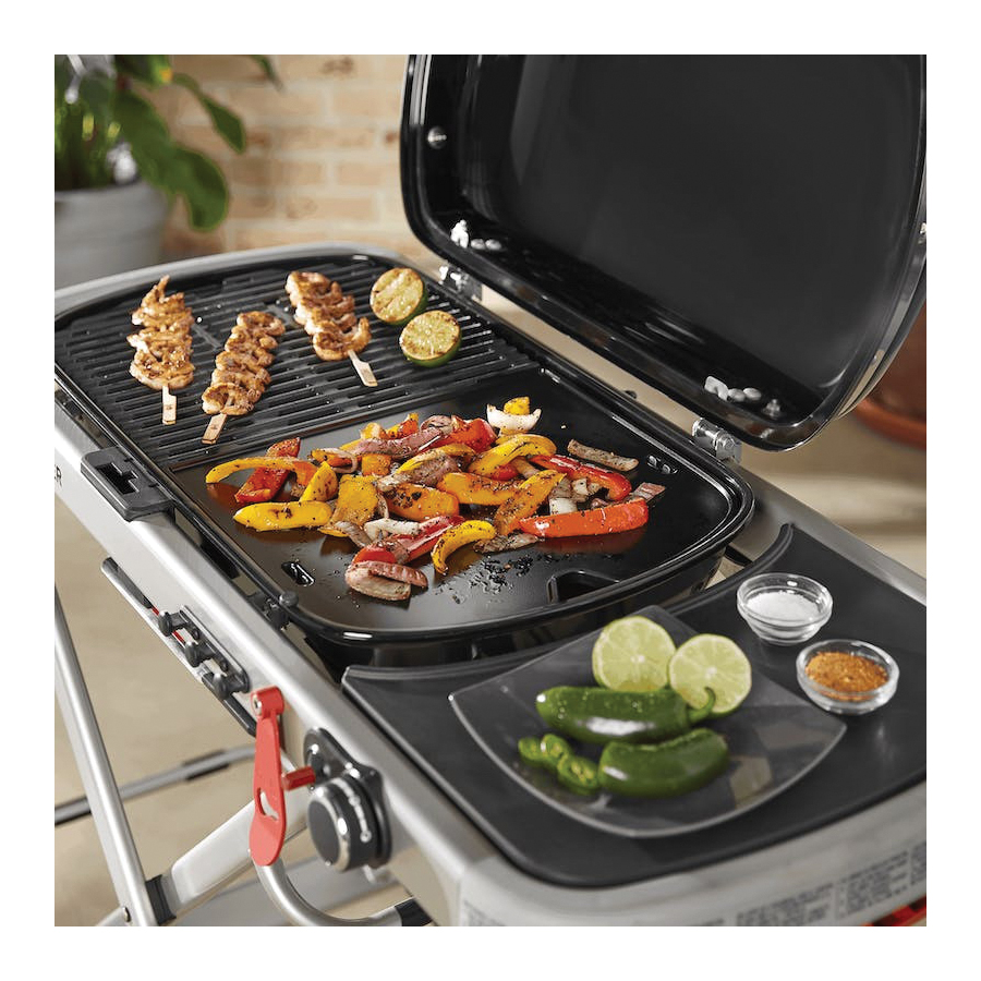 Weber 7034 Griddle, Cast Iron, Black, Porcelain Enamel, For: Weber Traveler Grills - 2