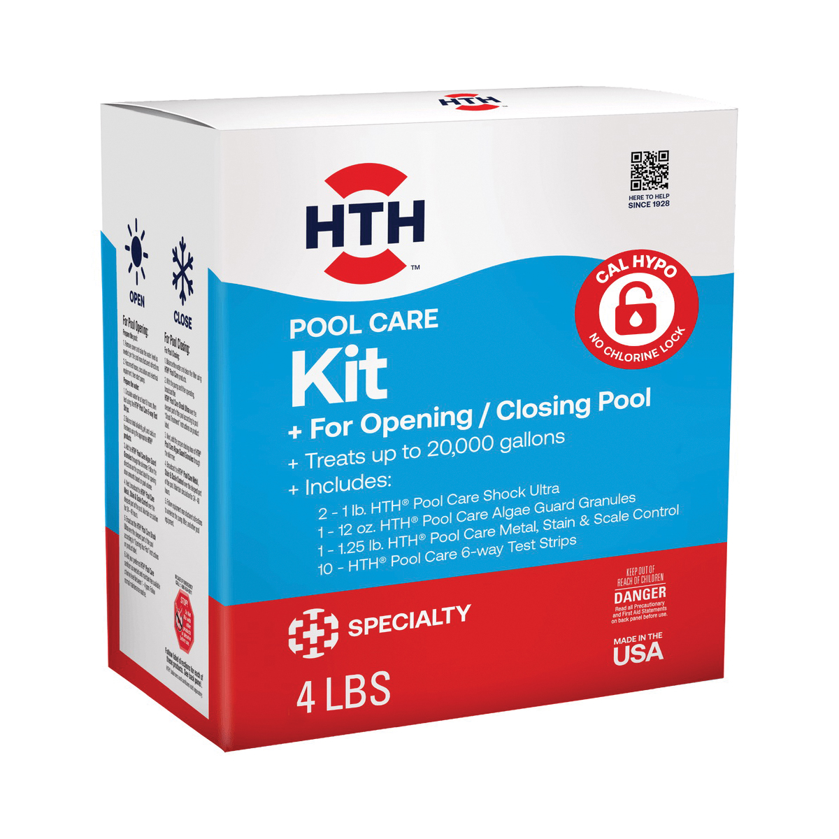 91022 Pool Care Kit, 4 lb, Powder, Chlorine, White
