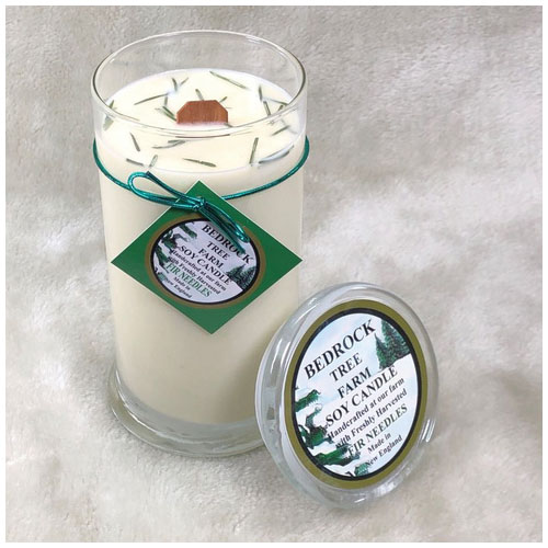 Bedrock Tree Farm Fir Needles Products LSJ21 Candle with Wooden Wick, 21 oz, Fir Needle Natural, 102 hr - 3