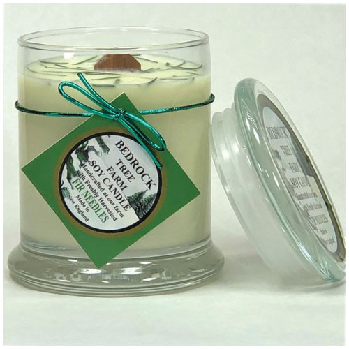 Bedrock Tree Farm Fir Needles Products LSJ12 Candle with Wooden Wick, 12 oz, Fir Needle Natural, 54 hr - 2