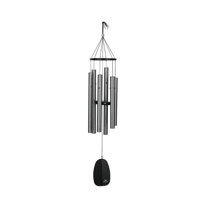 BPMAS Wind Chime, Bells of Paradise, Aluminum, Antique Silver/Black, Hanging Mounting