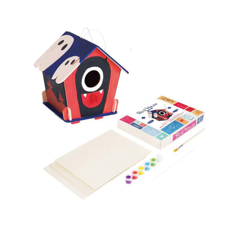 Hands Craft F199 3D Classic Wooden Puzzle Paint Kit, Bird House, Natural Wood - 2