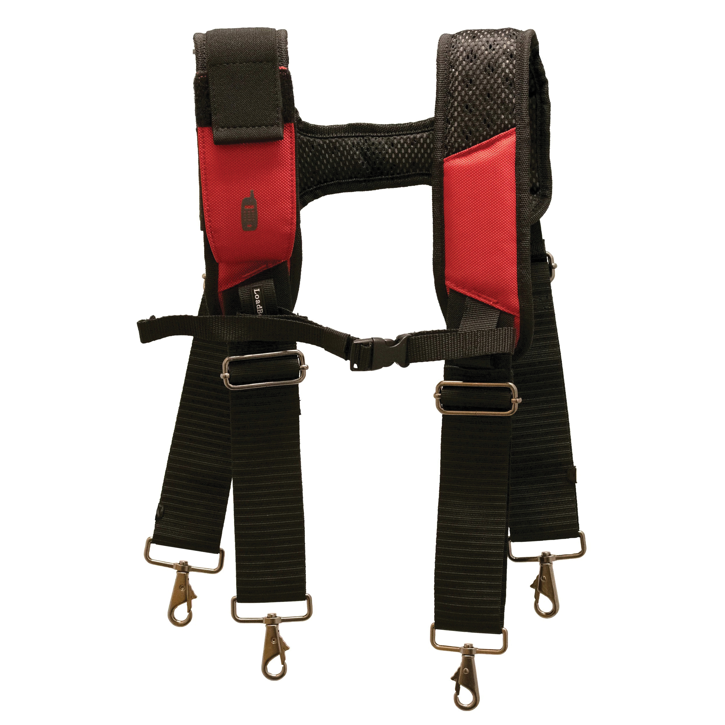 Bucket Boss 55185-RD Tool Belt with Suspender, 52 in Waist, Poly, Red, 28-Pocket