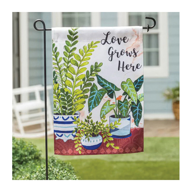 Evergreen Enterprises EGC1YX Suede Flag, 18 in L, 12-1/2 in W, Houseplants, Love Grows Here, Polyester - 2