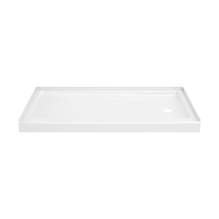 Classic 500 Series B12135-6032R-WH Shower Base, 60 in L, 32 in W, 4-7/8 in H, Polystyrene