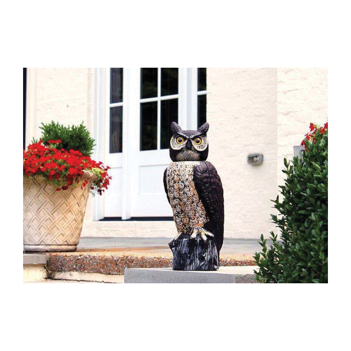 Dalen Natural Enemy Scarecrow RHO-4US Rotating Head Owl, 6.2 in L, Repels: Birds, Rabbits, Raccoons, Squirrels