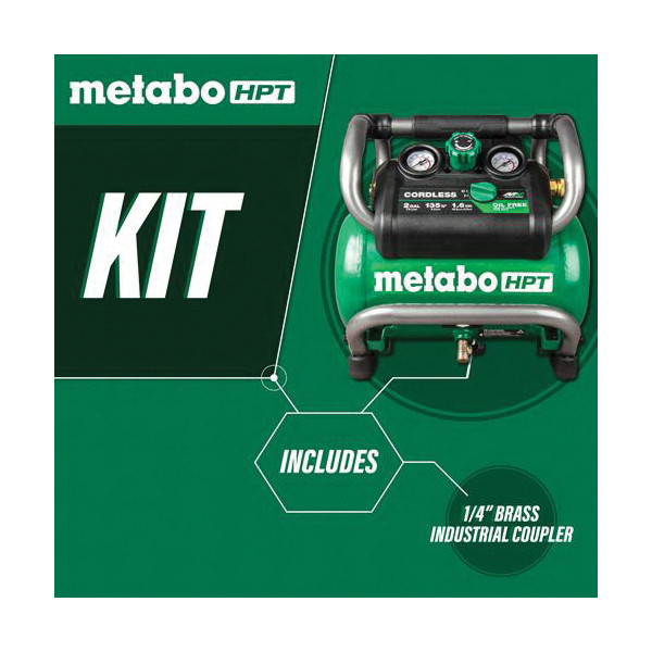 Metabo HPT EC36DAQ4 Cordless Air Compressor, Tool Only, 2 gal Tank, 36/18 VDC, 135 psi Pressure, 1.6 cfm Air - 5