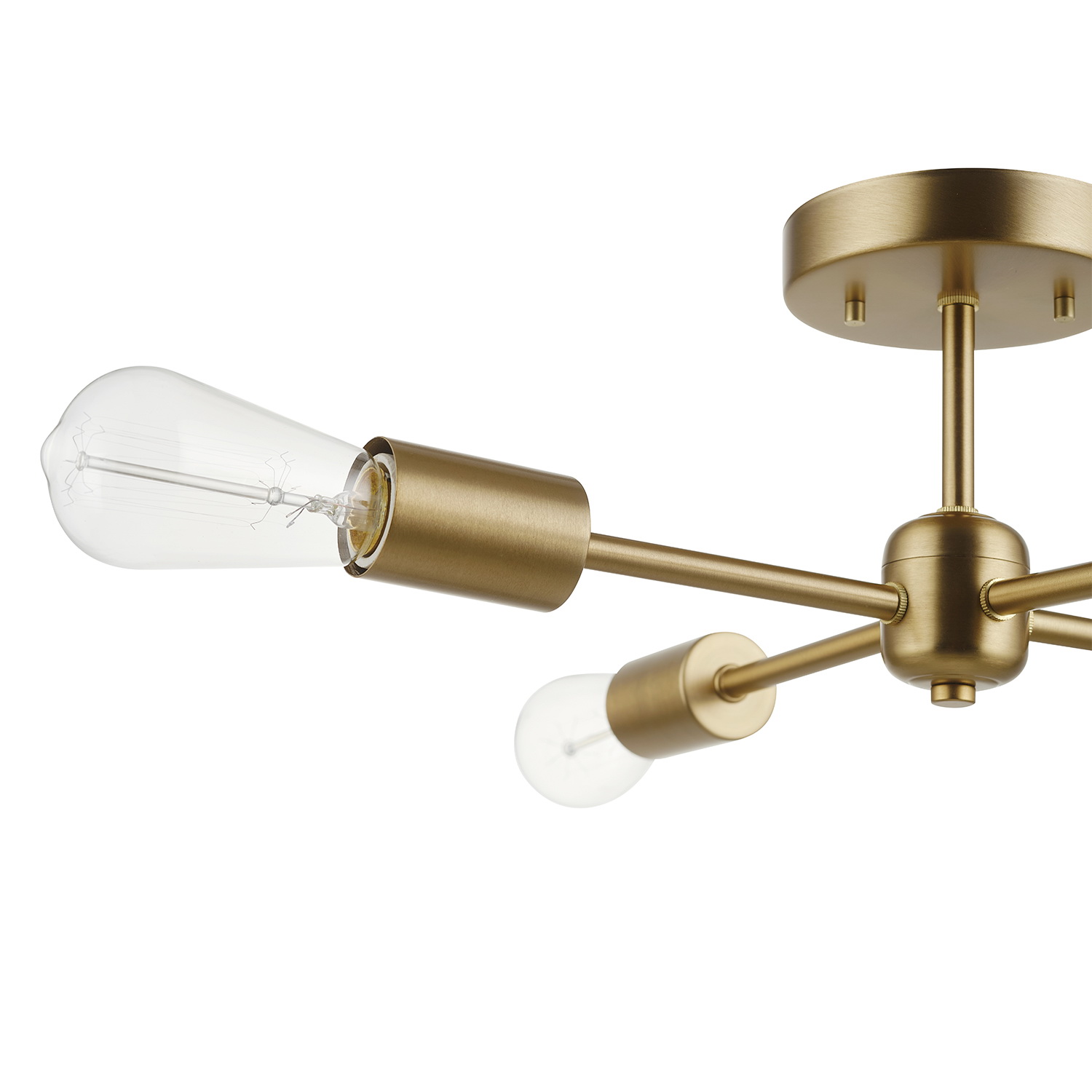 Vane Semi-Flush Ceiling Light, Globe, 17 in Dia, 4-Light, Gold - 3