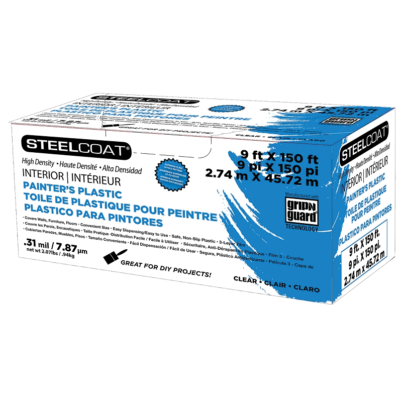 FG-P9934-28B Painter Plastic, 150 ft L, 9 ft W, Clear