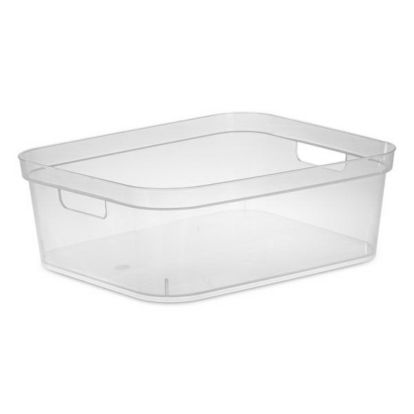 13248608 Short Storage Bin, 16.5 qt Capacity, Polypropylene, Clear, 15 in L, 12-1/4 in W, 5-1/4 in H