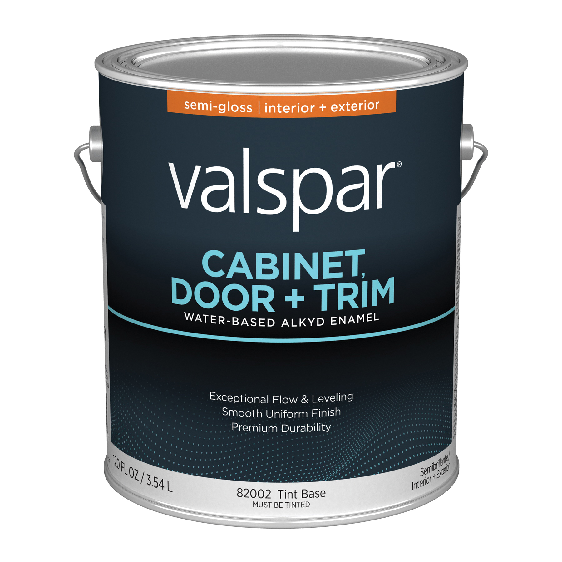 Valspar 8200 028.0082002.007 Cabinet, Door and Trim Paint Enamel, Water Base, Semi-Gloss Sheen, Tint Base, 1 gal