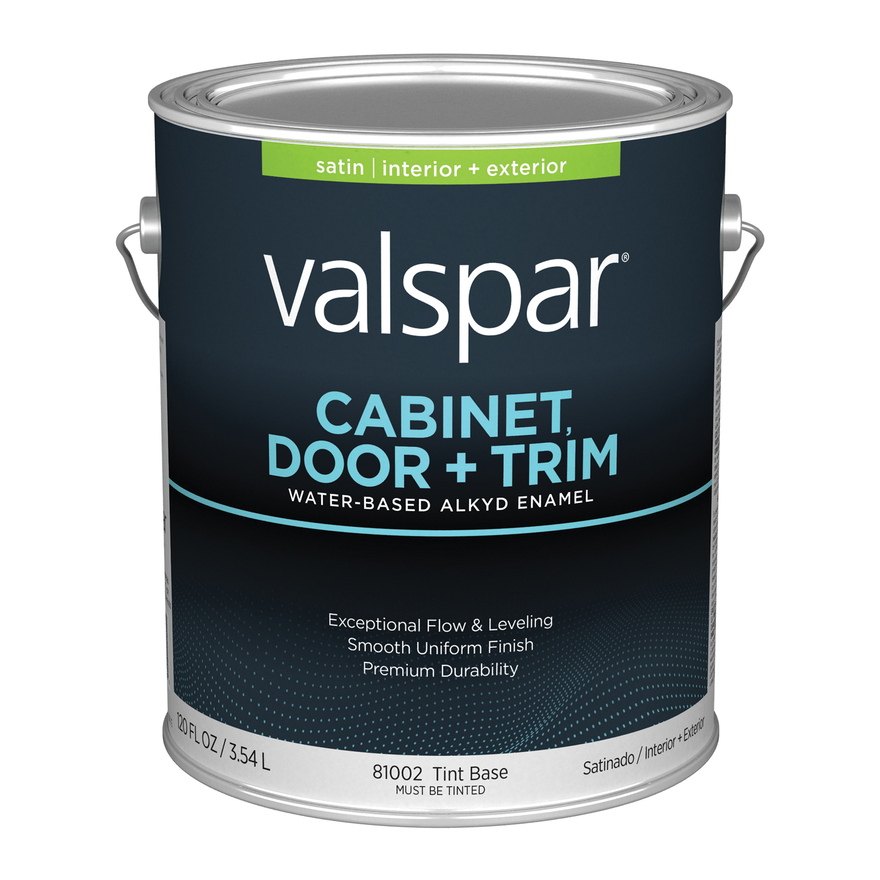 Valspar 8100 028.0081002.007 Cabinet, Door and Trim Paint Enamel, Water Base, Satin Sheen, Tint Base, 1 gal