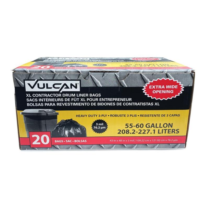 FG-03812-12 Heavy-Duty Drum Liner, 55 gal Capacity, Poly, Black