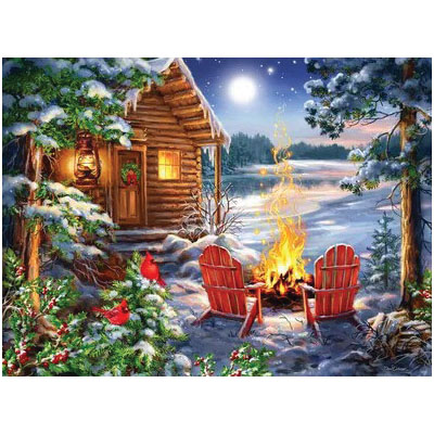 Allied 34-01649 Christmas Cabin Jigsaw Puzzle - 1