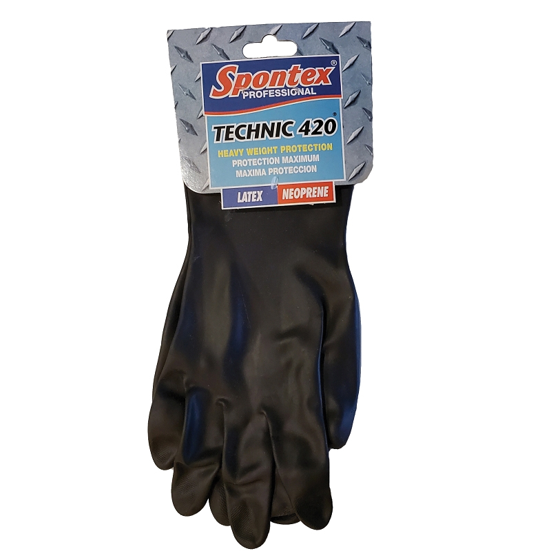 Technic 420 33547 Protective Gloves, XL, 12-1/2 in L, Extra Long Cuff, Neoprene, Black